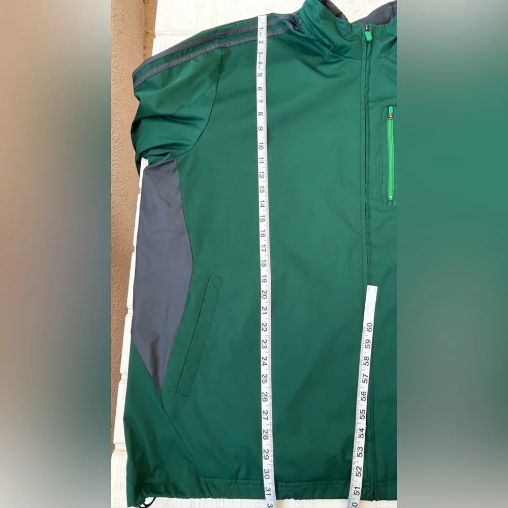 Adidas Brand Men’s Full Zip Hooded‎ Windbreaker Green/Gray Size 2XL